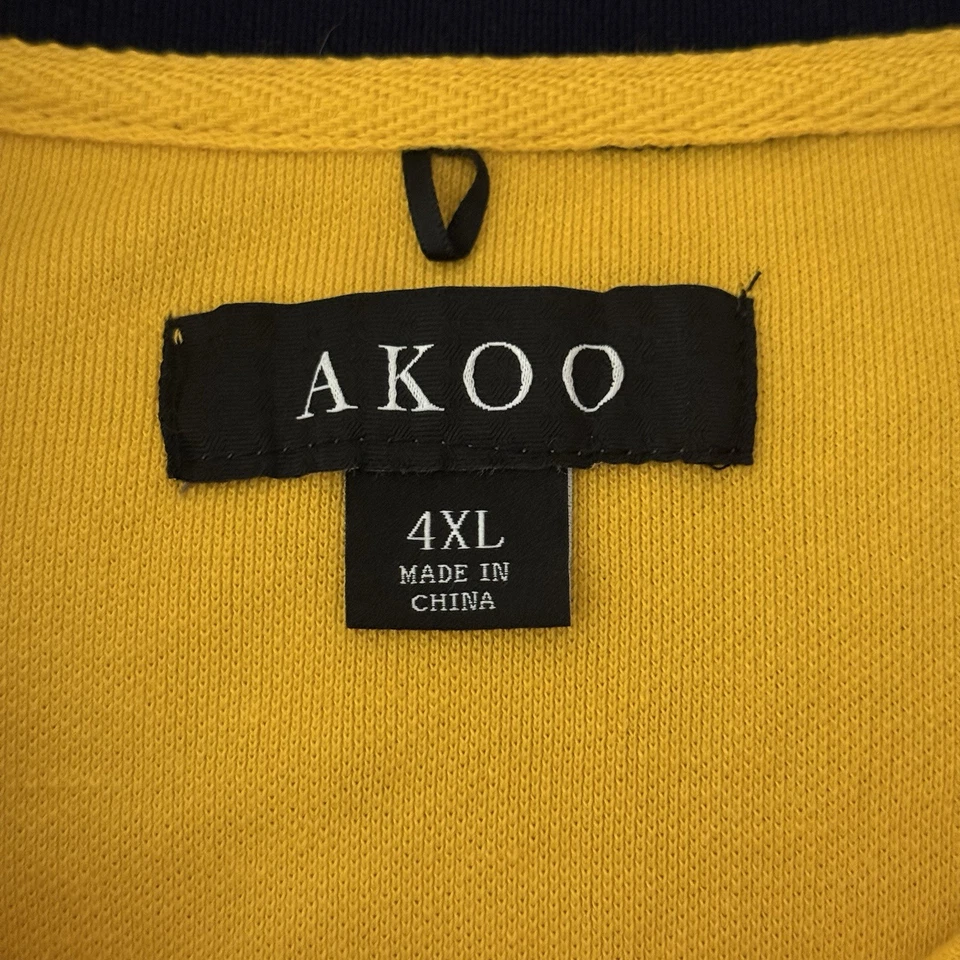 Мужская желтая рубашка-поло AKOO 4XL с вышитым логотипом Fox контрастный воротник уличная одежда - Изображение 4 из 4