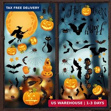 Pumpkin Spider Bats Shop Window Clings for Halloween Decorations Home Decor