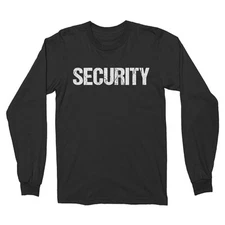 NYC Factory Long Sleeve Security T-Shirt Black & White Mens Tee Staff Event