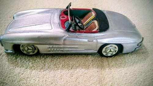 Mercedes-Benz 300SL Silver  Convertible Tin Friction  Toy By Bandai  Japan