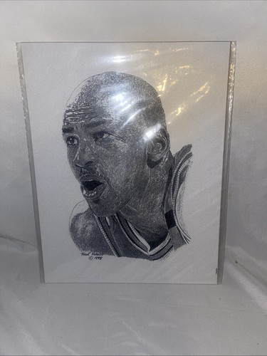 8,5”x11” Michael Jordan Bleistiftzeichnung 1998 von Frank Nareau - Bild 1 von 4