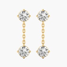 0.98 CT Round E VS1 Lab Created Diamond 14kt Yellow Gold Drop Earrings