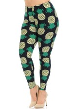 Buttery Smooth Green Pineapple Extra Plus Size Leggings - 3X-5X