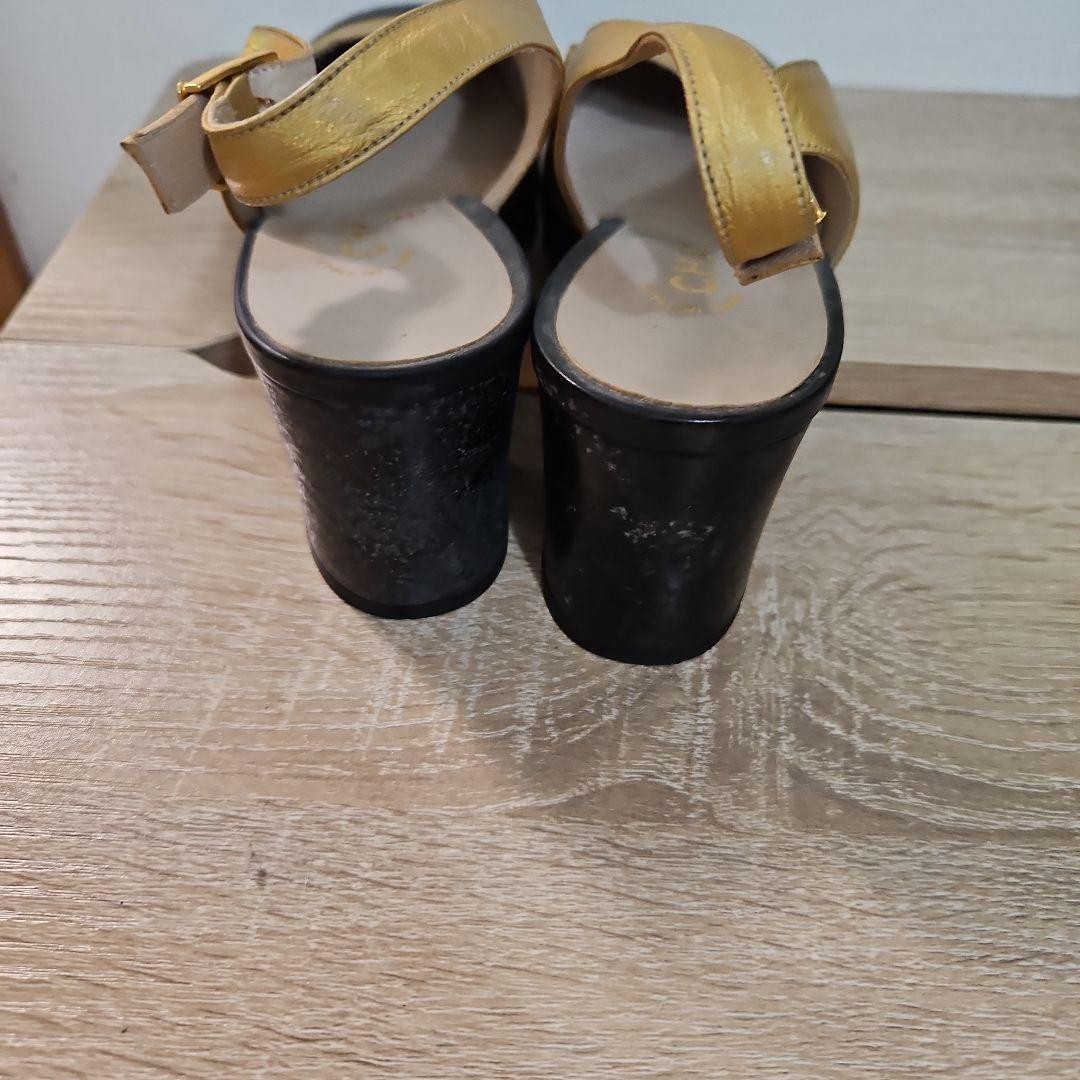 Chanel Chunky Heel Pumps Yellow Leather With Strap Size 36 US About6 For Women thumbnail 5