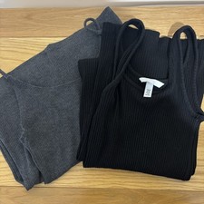 H&M Ribbed Black Midi Dress XS + H&M Ribbed Cami Dress S Bundle