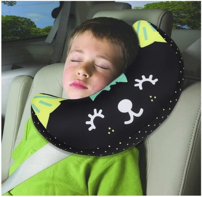 Kids Seat Belt Pillow Soft Car Neck Support Pad Safety M, black 