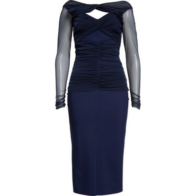 Chiara Boni La Petite Robe Leitha Mesh Cutout Midi Dress Size 8 New with Tags