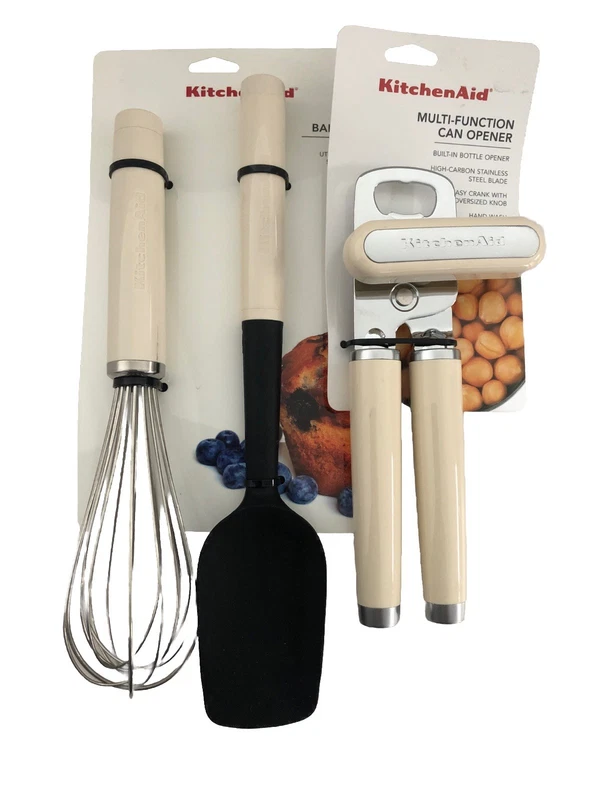 KitchenAid Almond Cream Can Opener Whisk Spatula Set