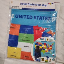 USA Felt Map 23" x 32" 24 Icons New Sealed Pkg Homeschool Education Classroom
