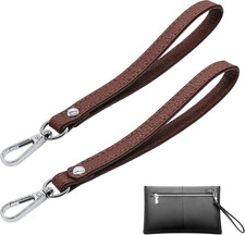 Wristlet Strap, Leather Wrist Lanyard Hand Strap Replacement Silver Brown