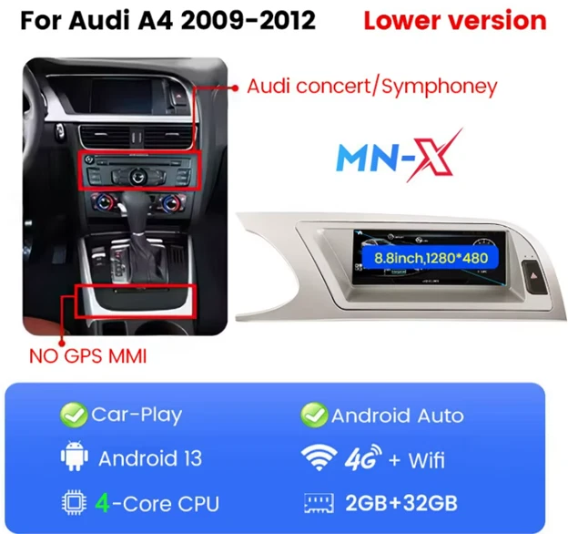 Bayern MotorWerks 8.8" Touchscreen Audi A4 2009-2016 w/OE Concert/Symphony - Image 2 of 4