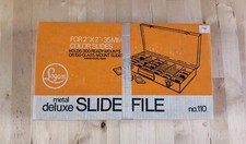 Vintage Logan Metal Deluxe 35mm Slide File 2"x2" No. 110 With Box