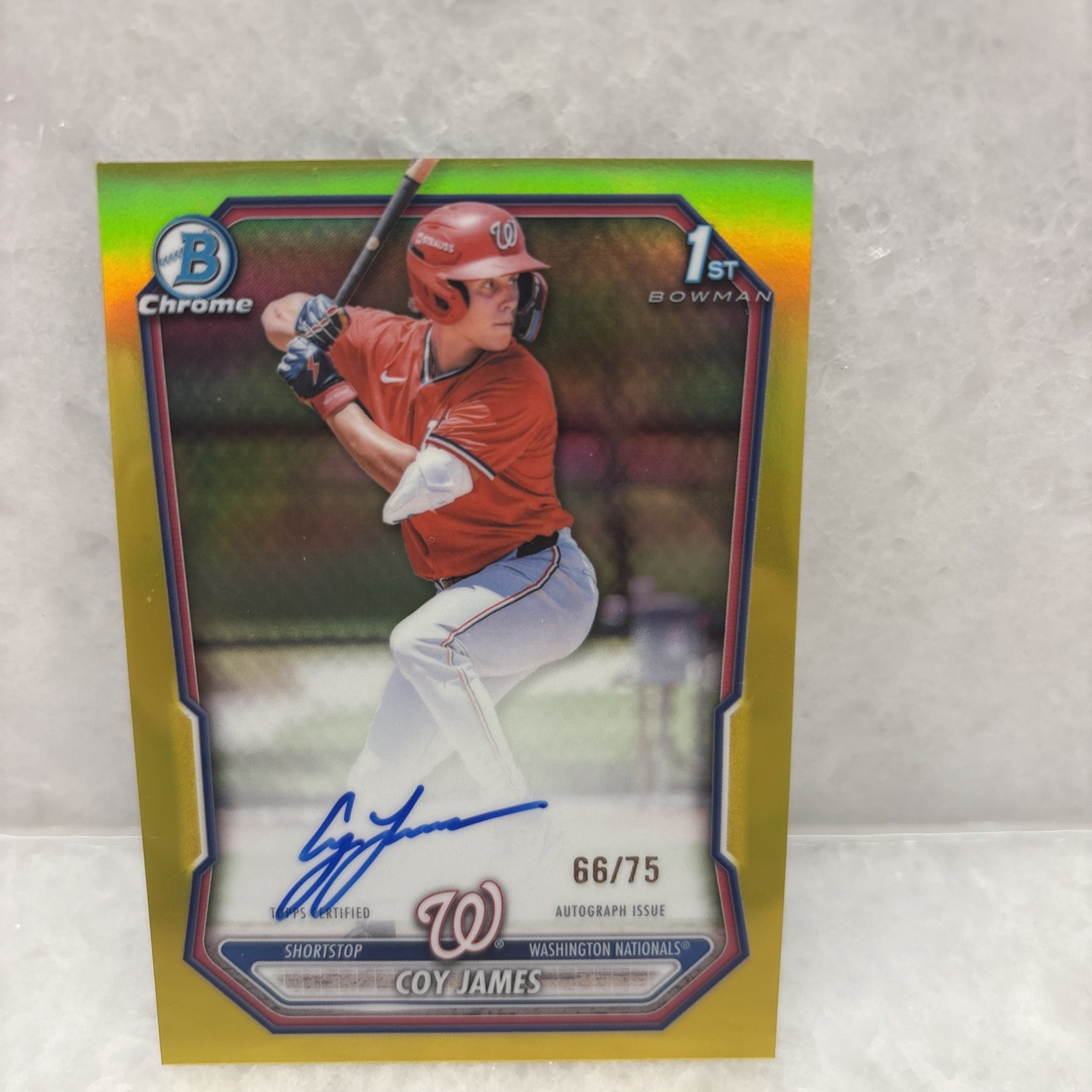 Topps Bowman Chrome Coy James Bowman 1st Gold Auto /75 Nationals CPA-CJ view 5