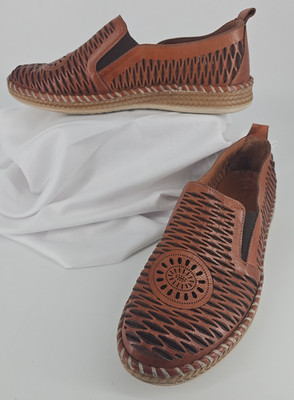 Spring Step Leather Woven Slip-On Shoes EU 41, US 9M   Brown Handcrafted Türkiye