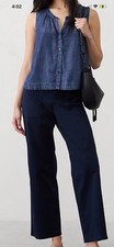 Banana Republic Navy Straight High Rise Twill Utility Pant-Size L Tall-NWOT