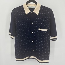 Vintage Mens Sweater Shirt 60s Gina Paoli Italy Wool Polka Dot M Chic