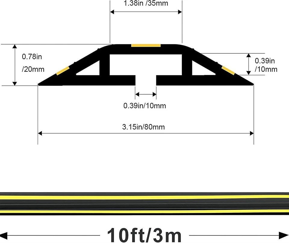 Protector de cubierta de cable de piso de 10 pies, conducto de PVC resistente. Foto 4 de 4