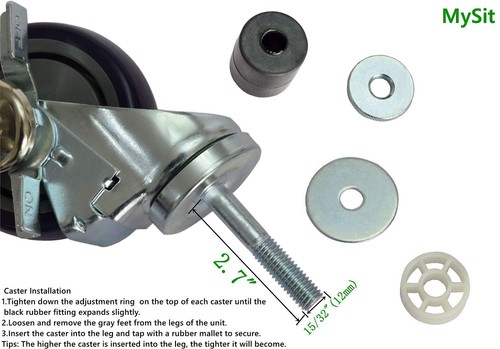 4 inch Work Table Caster Wheels for Commercial Kitchen Prep Tables, Expanding... - Picture 4 of 9