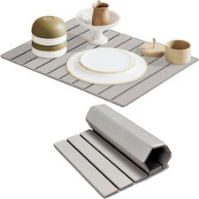 Large Stone Dish Drying Mat for Kitchen Counter, 24" L 16" W Collapsible