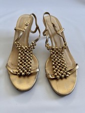 Kate Spade Gold Metallic Beaded Slingback Heels Size 9B Made in Italy