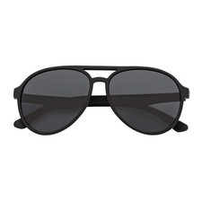 NOS - Polarized Classic Round Aviator Sunglasses Matte Black Smoke Lens