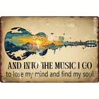 Vintage Guitar Sturdy Iron Music Quote Tin Metal Signs Home Décor 8x12
