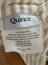 Quince 100 European Linen Full Queen Duvet Cover Beige White Stripe