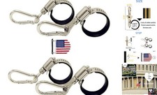 Flagpole Clip with Carabiner for Rope Loop Flagpole Bracket Stainless Steel 4PS