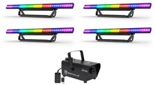 4 Chauvet DJ COLORSTRIP PIX ILS LED DMX Light Bar Strips w/ Eye-Candy FX Fogger