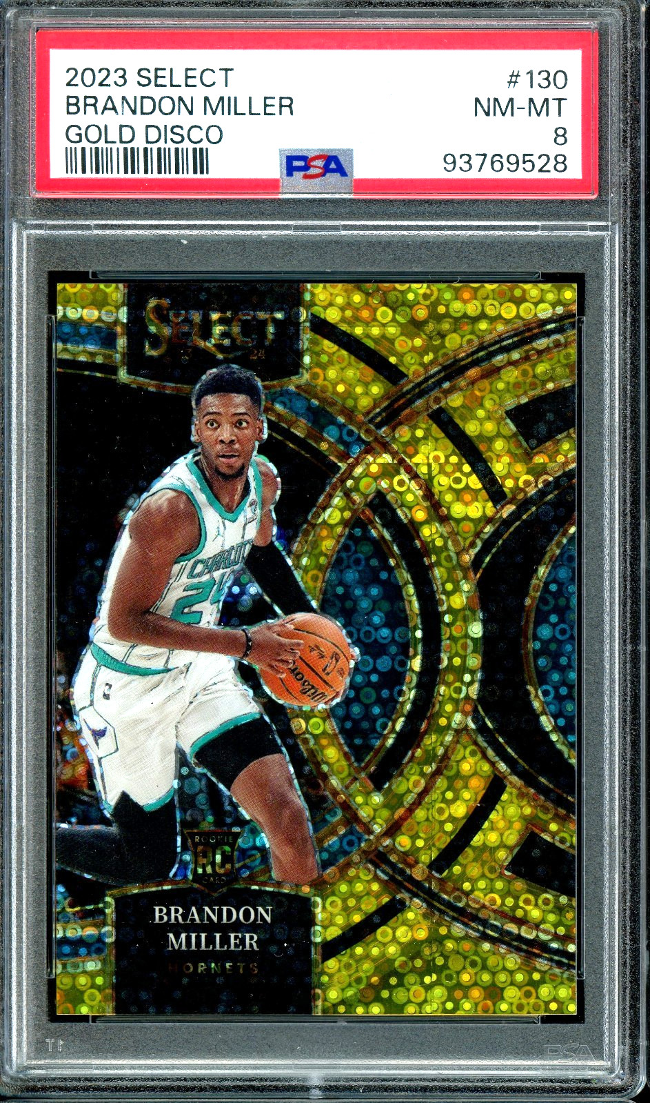 2023 Select Gold Disco Premier #130 Brandon Miller /10 Rookie RC PSA 8
