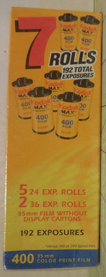 Expired 2005 Kodak Max 400 35mm Film 7 Rolls (5x24, 2x36) C-41 ISO 400