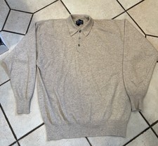 VTG Burberrys Mens Sweater 100 Cashmere Made in Scotland Size L Collared As-is