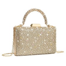 Gold Rhinestone Clutch Purse Crystal Evening Bag Wedding Prom Party Clutch