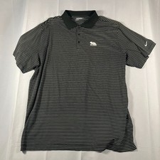 Nike Golf Mens 3XL Polo Shirt Black White Striped PGA West Tour Perform Dri-FIT