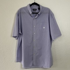 Chaps Easy Care Purple Plaid Short Sleeve Button Down Shirt - Men  s Size XXL