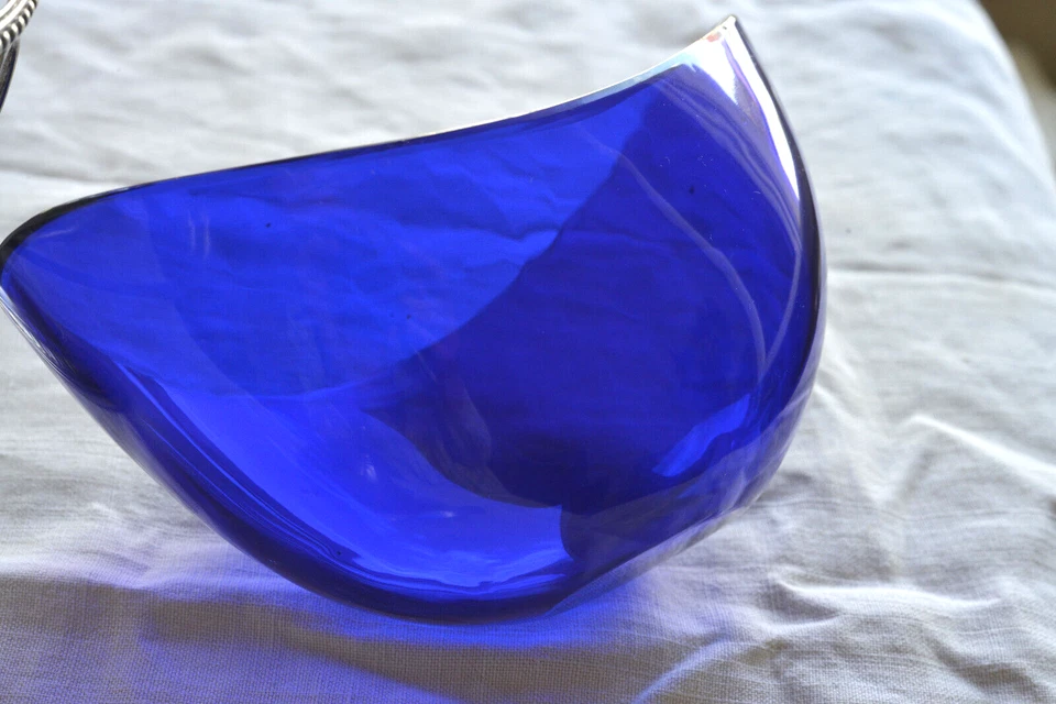 WMF Coupe métal argenté et cristal bleu - Allemagne fin 19ème/début 20ème - Photo 4/4