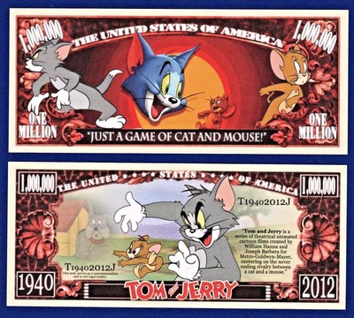 25 Tom And Jerry Dollar Bills Cartoon Cat Mouse Collectible Fake Money R Ebay
