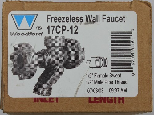 NOS Woodford Freezeless Wall Faucet 17CP-12 Anti Siphon, Stainless Steel Seat