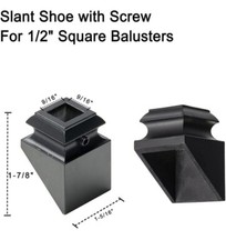 Slant/Angled Shoes for 1/2" Iron Baluster 30-Pack W Screw Satin Black Stairs