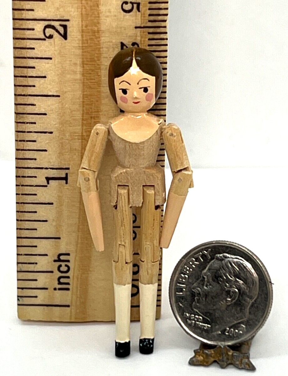 Artisan Toy Wooden Peg Doll Signed Eric Horne Brown Hair 2