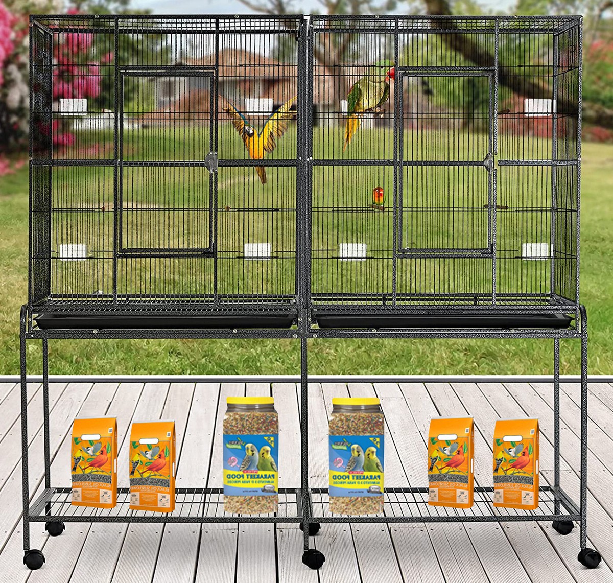 LARGE Double Birdhouse Treehouse Bird Breeder Cage Center Divider