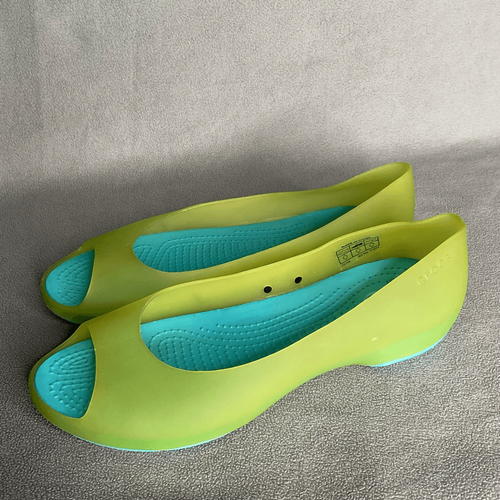 Scarpe ballerine Crocs donna Carlie verdi slip on punta aperta tacco piatto gelatina 7 - Foto 6 di 9