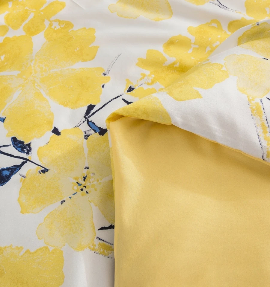 Tache Watercolor Floral Light Yellow Blue Flowers Reversible Print Duvet Cover - Image 4 of 4