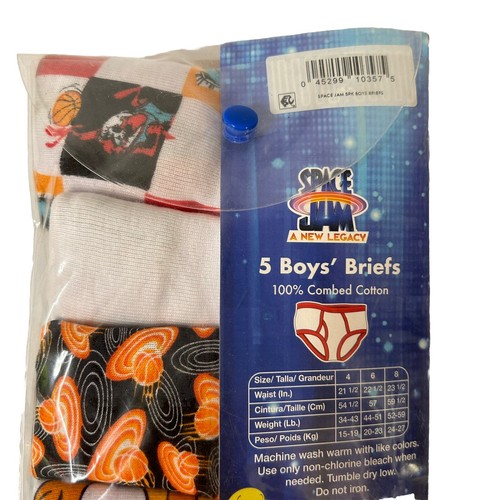 Space Jam Cartoon Boys Underwear Briefs 100% Cotton 5 Pack Size 4 - Picture 5 of 6