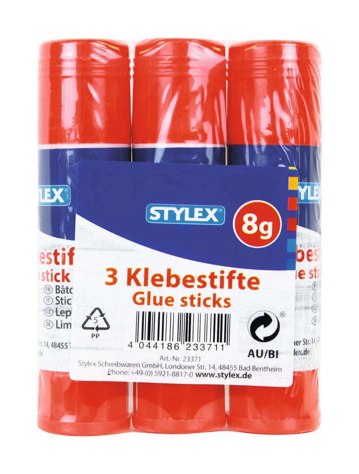 Klebestift Paste 3 x 8 g Kleber Bastelkleber für Schule und Büro