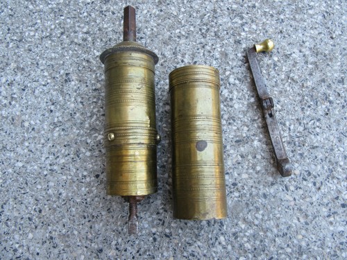 VTG ANTIQUE 19C. OTTOMAN TURKISH BRASS BRONZE COFFEE MILL GRINDER MAKER MARKED - Picture 9 of 10