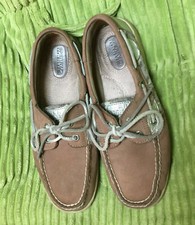 RARE Sperry Top-Sider Silver-Fish With Scales  Strips Boat Shoes -wm size 7.5