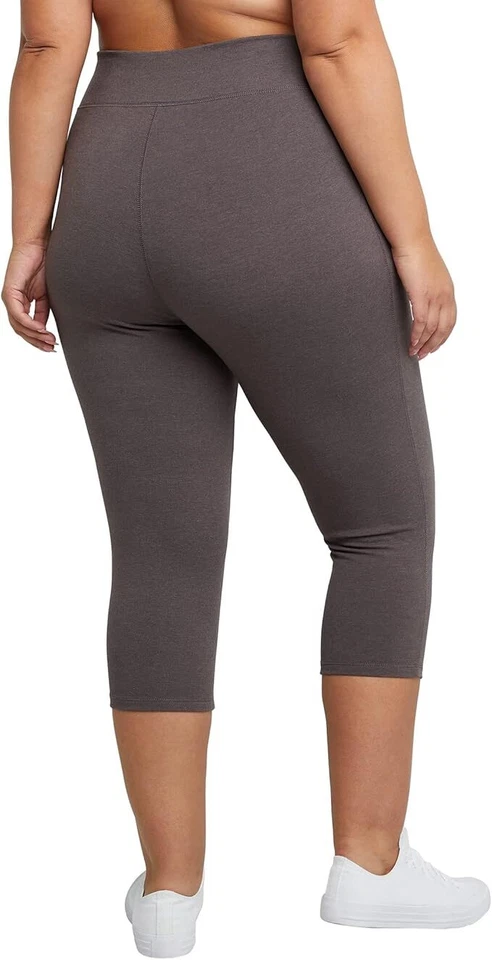 Leggings capri Just My Size jersey de algodón elástico para mujer talla grande cintura 1X-5X Foto 4 de 4