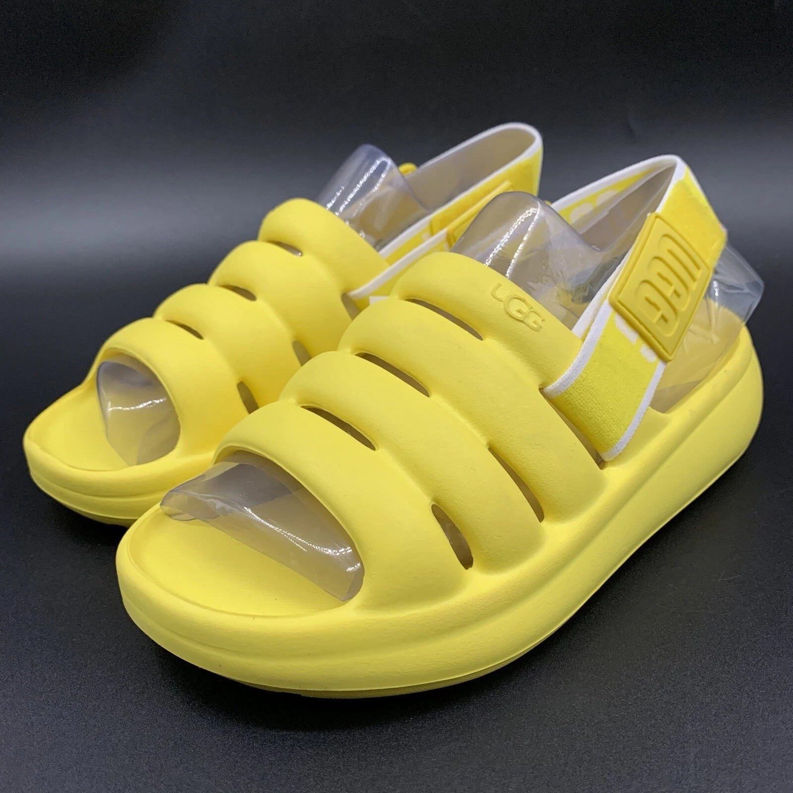 UGG SPORT YEAH SLIDE DONNA US 5 GIALLO IMPERMEABILE SLINGBACK SANDALO