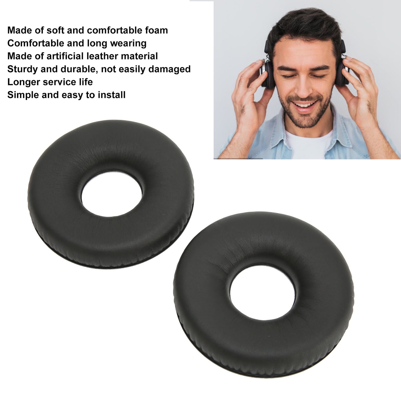 Replacement Ear Pads Leather Ear Cushions for AKG K121 K121S K141 MK II